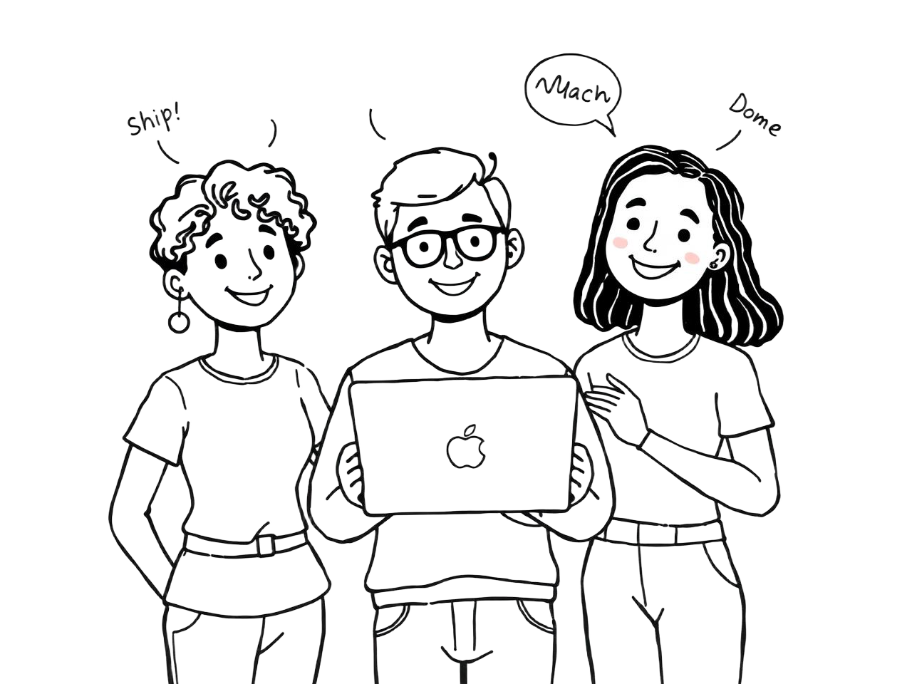 Three people happily using Kargoo on a MacBook